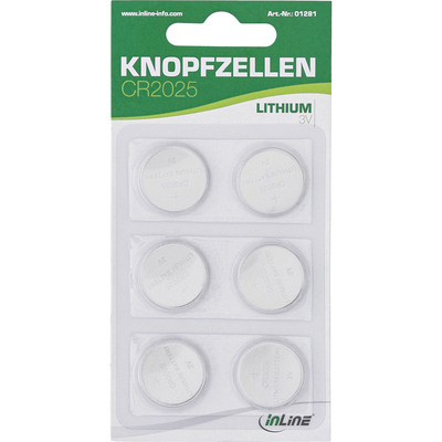 InLine® CR2025 Knopfzellen, 3V Lithium, 6er Blister (Produktbild 3)