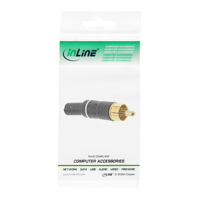 InLine® Cinchstecker Lötversion, Metall schwarz, Ring weiß, für 6mm Kabel (Produktbild 3)