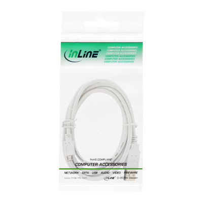 InLine® Micro-USB 2.0 Kabel, USB-A Stecker an Micro-B Stecker, weiß, 1m (Produktbild 3)
