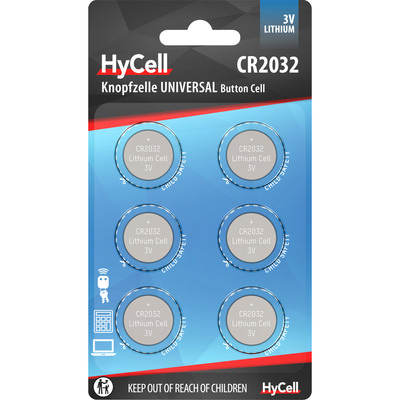 ANSMANN 1516-0026 Knopfzelle CR2032 3V HyCell Mainboardbatterie Lithium, 6er-Pack