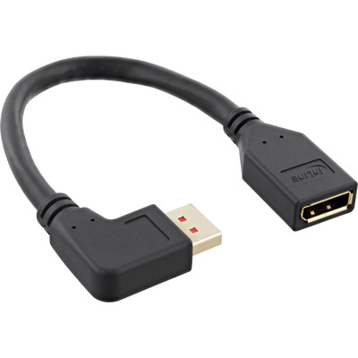 InLine® DisplayPort 1.4 Adapterkabel ST/BU, 8K4K, links gewinkelt, schwarz/gold, 0,15m