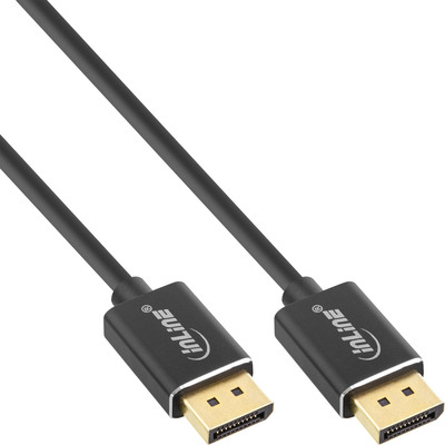 InLine® DisplayPort 1.4 Kabel Slim, 8K4K, schwarz, vergoldete Kontakte, 2m (Produktbild 1)