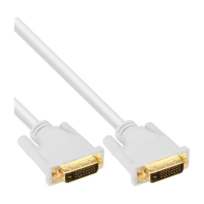 InLine® DVI-D Kabel, digital 24+1 Stecker / Stecker, Dual Link, weiß / gold, 2m (Produktbild 1)