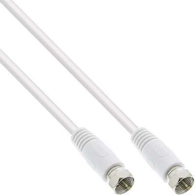 InLine® SAT-Anschlusskabel, 2x geschirmt, 2x F-Stecker, >75dB, weiß, 2m (Produktbild 1)