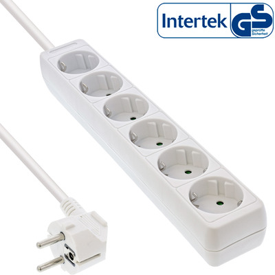 InLine® Steckdosenleiste, 6-fach Schutzkontakt, weiß, 3m (Produktbild 1)