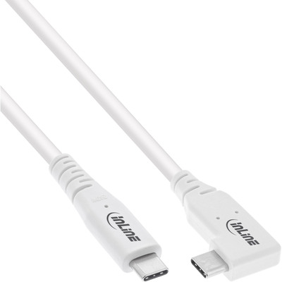 InLine® USB4 Kabel, USB-C, einseitig gewinkelt, PD 240W, 8K60Hz, TPE weiß, 2m