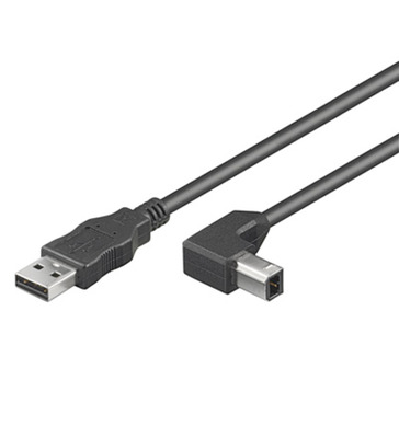 USB2.0 Anschlusskabel Stecker Typ A - -- Stecker Typ B 90° gewinkelt, 0,5 m